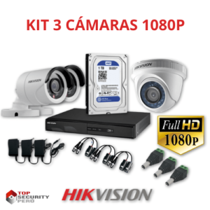 KIT 3 CÁMARAS DE SEGURIDAD FULL HD 1080P  HIKVISION - Imagen 1