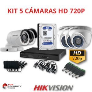 KIT 5 CAMARAS DE SEGURIDAD HD 720P HIKVISION 8 KIT 5 CAMARAS DE SEGURIDAD HD 720P HIKVISION - Imagen 1