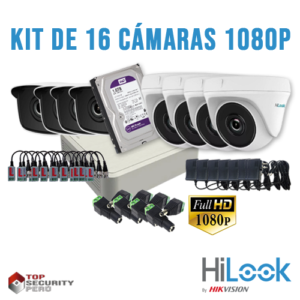 KIT 16 CÁMARAS DE SEGURIDAD FULL HD 1080P HILOOK 8 KIT 16 CÁMARAS DE SEGURIDAD FULL HD 1080P HILOOK - Imagen 1