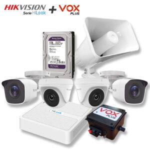 Kit de 4 Cámaras de Seguridad FULL-HD (1080p) marca HIKVISION Serie HILOOK con Perifoneo + 1TB Disco Duro